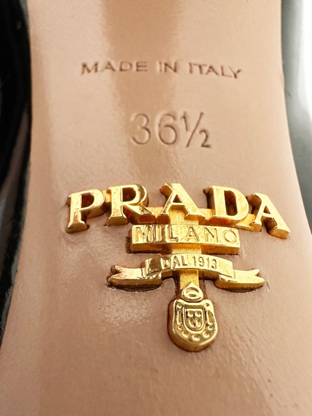 Prada Milano Vintage Black Patent Cutout Platform Peep-Toe Heels Size EU 36.5 - Picture 12 of 13